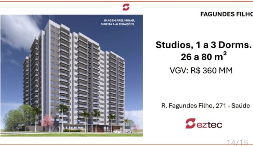 BREVE LANÇAMENTO 1, 2 , E 3 DORMITORIOS NA SAÚDE DE 26 M² A 80 M²